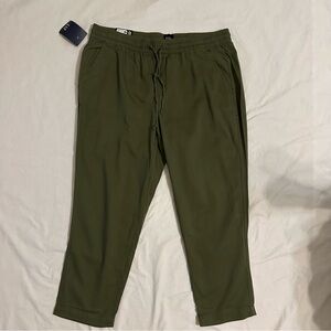 Gap Women’s NWT Pants Green Size L Pull On Elastic Waist Drawstring Pockets